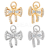 12Pcs 2 Colors Brass Micro Pave Cubic Zirconia Charms KK-BBC0014-18-1
