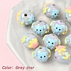 10Pcs Hand Painted Opaque Acrylic with Enamel Beads MACR-YW0003-29C-1
