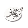 304 Stainless Steel Pendants STAS-P393-03P-2