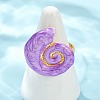 Brass Enamel Adjustable Cuff Rings for Women RJEW-G357-01I-2