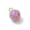 Dyed Natural Imperial Jasper Round Charms with Brass Loops PALLOY-JF04139-4