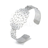 Non-Tarnish 304 Stainless Steel Oval Leaf Open Cuff Bangles for Women BJEW-U002-09P-1