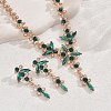Flower Brass Rhinestone Pendant Necklaces & Stud Dangle Earrings FS-WG58BAB-01-3