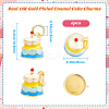 6Pcs Real 18K Gold Plated Brass Enamel Pendants KK-BBC0015-31-2
