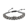 4Pcs 4 Color Cubic Zirconia Round & Crown Braided Bead Bracelet with Synthetic Hematite BJEW-JB08049-9
