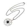 Chakra Lotus Flower 201 Stainless Steel Pave Synthetic Blue Goldstone Pendant Necklaces for Women LS-NJEW-K283-26P-4