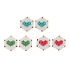 3 Pairs 3 Color Glass Seed Braided Hexagon with Heart Stud Earrings EJEW-MZ00009-1