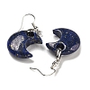 Rack Plating Moon Brass Dangle Earrings for Women EJEW-B064-02P-09-2