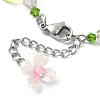 Glass & Resin & Acrylic Flower Charm Bracelet BJEW-JB09435-03-4