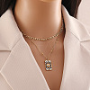 304 Stainless Steel Enamel Sun Eye Pendant Double Layer Necklaces for Women STAS-Z105-04G-1