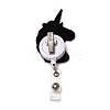 Unicorn Glitter Powder Felt & ABS Plastic Badge Reel X-AJEW-I053-40-2