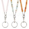 3Pcs 3 Style Natural Rose Quartz/Flower Amazonite/Red Aventurine & Wood Beaded Name Card Holder HJEW-SC0001-27-1