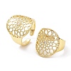 Rack Plating Brass Hollow Flower Open Cuff Ring with Cubic Zirconia RJEW-B044-20G-1