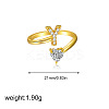 Brass Micro Pave Clear Cubic Zirconia Cuff Open Rings FS-WGF859A-15-1