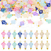 90Pcs 9 Colors Cross Transparent Spray Paint Glass Pendants PALLOY-TAC0169-2