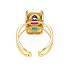 Cubic Zirconia Rectangle Open Cuff Ring X-RJEW-N037-015-03LG-2