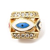 Rack Plating Brass Micro Pave Cubic Zirconia Evil Eye European Beads with Enamel KK-M247-34G-06-3
