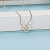 Deer Antler Heart 304 Stainless Steel Rhinestone Pendant Necklaces DZ8057-2