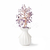 Natural Amethyst Chips with Brass Wrapped Wire Money Tree on Ceramic Vase Display Decorations DJEW-B007-01B-2