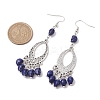 Halloween Skull Dyed Synthetic Turquoise & Alloy Dangle Earrings EJEW-JE05890-04-3