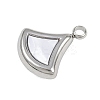 304 Stainless Steel Pave Synthetic Shell Fan Charms STAS-P402-03A-P-2