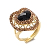 Heart Synthetic Blue Goldstone Finger Rings RJEW-K286-06G-2