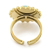 Ion Plating(IP) 304 Stainless Steel Synthetic Turquoise Cuff Rings G-Z056-08G-04-3