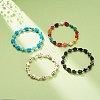 Synthetic Turquoise(Dyed) Cross & Skull Beaded Stretch Bracelet BJEW-JB08452-2
