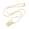 Brass Pave Shell Rectangle Saint Benedict Medal Cross Pendants Necklaces for Women NJEW-Z053-01G-02-4