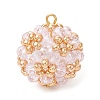 7Pcs Electroplate Glass & Round Rocailles & Glass Pearl Beaded Pendants PALLOY-MZ00879-2