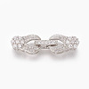 Brass Micro Pave Cubic Zirconia Fold Over Clasps KK-P164-19P-1