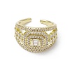 Rack Plating Brass Micro Pave Cubic Zirconia Open Cuff Rings RJEW-K257-31G-2