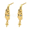 Rack Plating Brass Micro Pave Clear Cubic Zirconia Studs Earrings Finding KK-T072-11G-1