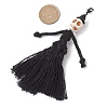 Halloween Cotton Threads Tassel & Synthetic Turquoise Skull Pendant Decorations HJEW-JM03757-01-3