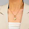 304 Stainless Steel Shell & Imitation Pearl Pendant Necklaces LS-HT9511-3-2