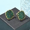 304 Stainless Steel Turquoise Square Stud Earrings for Women EJEW-R010-01G-04-2