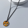 Fitness Barbell Alloy Orange Enamel Pendant Necklaces for Men FS-WG955E3-03-1