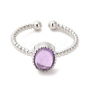 Natural Amethyst Open Cuff Ring RJEW-M166-04P-C-2