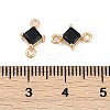 Brass Pave Glass Rhombus Links Connector Charms GLAA-Q088-001H-3