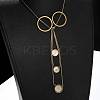 304 Stainless Steel & Natural Shell Ring Lariat Necklaces for Women NJEW-A045-21G-3