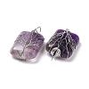 Natural Amethyst Copper Wire Wrapped Pendants G-H281-08P-09-3