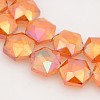 Hexagon Electroplate Full Rainbow Plated Glass Beads Strands EGLA-P015-F03-2