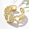 Brass Micro Pave Clear Cubic Zirconia Open Cuff Rings for Women RJEW-K289-02G-L-2