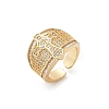 Brass Micro Pave Clear Cubic Zirconia Open Cuff Rings for Women RJEW-A059-04G-2