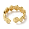 Shell Shape Rack Plating Brass Open Cuff Finger Rings for Women RJEW-L123-004G-3