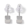 Anti-Tarnish Rhodium Plated Cube 999 Fine Silver Stud Earrings for Women EJEW-S215-09P-2