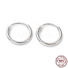 Rhodium Plated 925 Sterling Silver Huggie Hoop Earrings EJEW-K258-02A-P-1