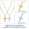 2Pcs 2 Colors 304 Stainless Steel Cross Pendant Necklace with Satellite Chains NJEW-FI0001-48-3