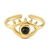 Natural Dyed & Heated Black Agate Finger Rings RJEW-F166-56G-2