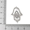 Brass Micro Pave Cleear & Black Cubic Zirconia Evil Eye Hamsa Hand Connector Charms KK-C086-15A-P01-3